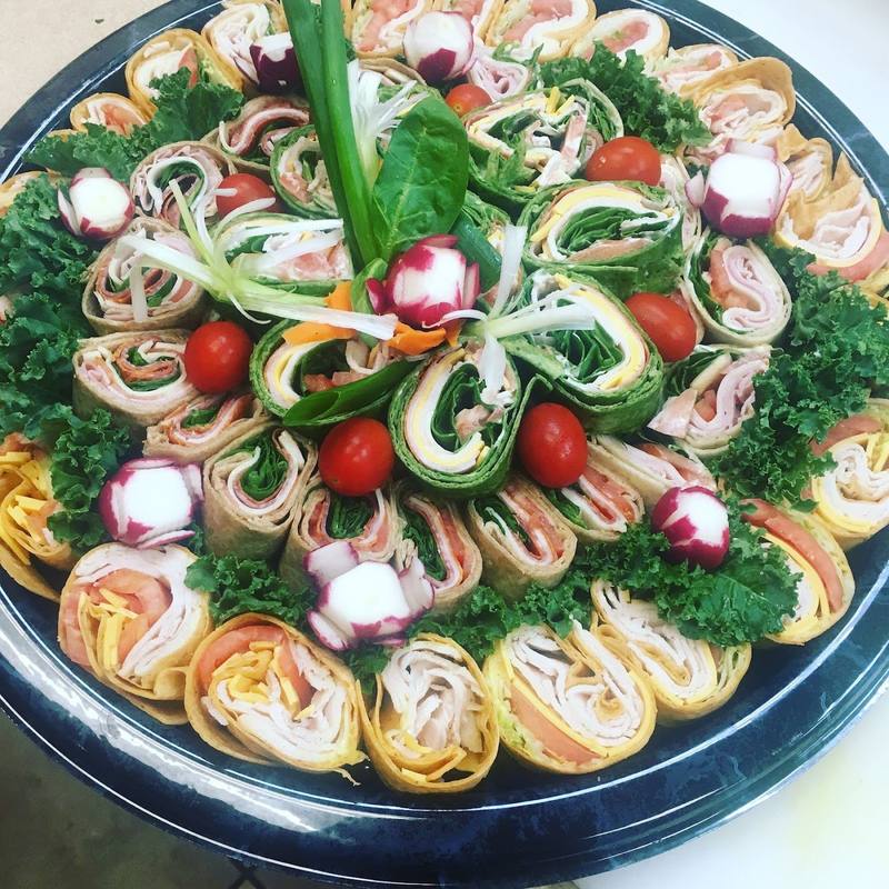 Pinwheel wrap catering tray
